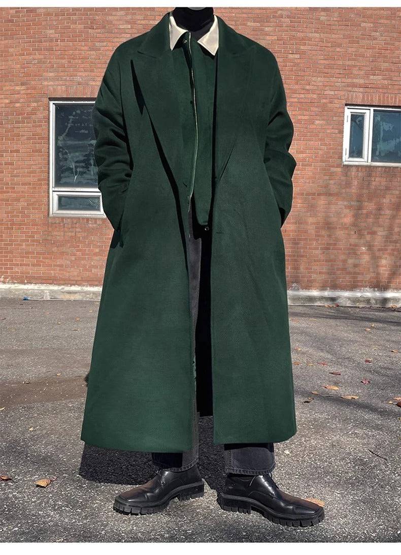 Sobretudo Masculino Longo Verde Sem Botão - Zellum