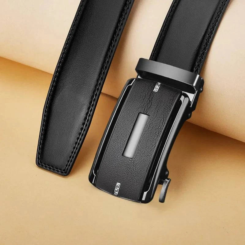 Alt text: Cinto de Couro Genuíno Masculino Timber Marrom Escuro