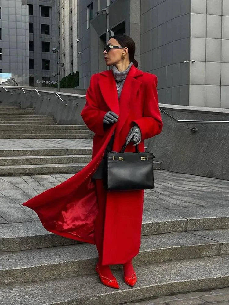 Sobretudo Feminino Longo Vermelho Imperial - Zellum