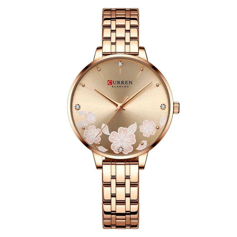 Relógio Feminino Curren Luxo Floral - Zellum