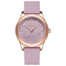 Relógio feminino Naviforce mostrador lilás com flores e pulseira roxa