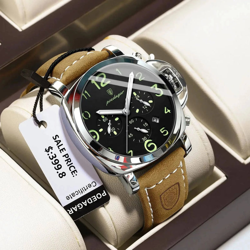 Relógio Masculino Poedagar Social Com Pulseira de Couro - Zellum