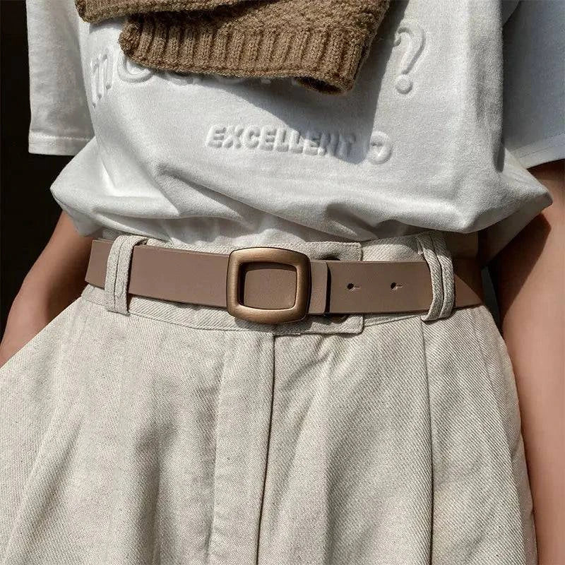 Cinto Feminino de Couro Genuíno Casual - Zellum