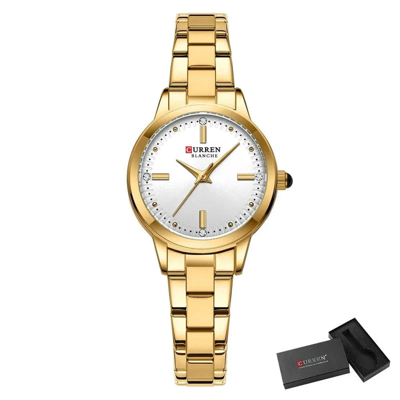 Relógio Feminino Luxo Bicolor Curren Blanche Dourado - Zellum