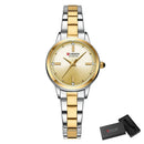 Relógio feminino bicolor Curren Blanche com pulseira aço inox prata e dourado
