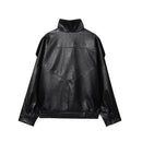 Jaqueta de couro sintético feminina oversized gola alta Zellum, preto, marrom ou bordô