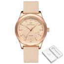 Relógio feminino Naviforce rosé com mostrador floral e pulseira bege