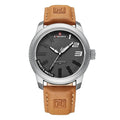 Relógio Masculino NaviForce Com Pulseira de Couro Preto Marrom Claro - Zellum
