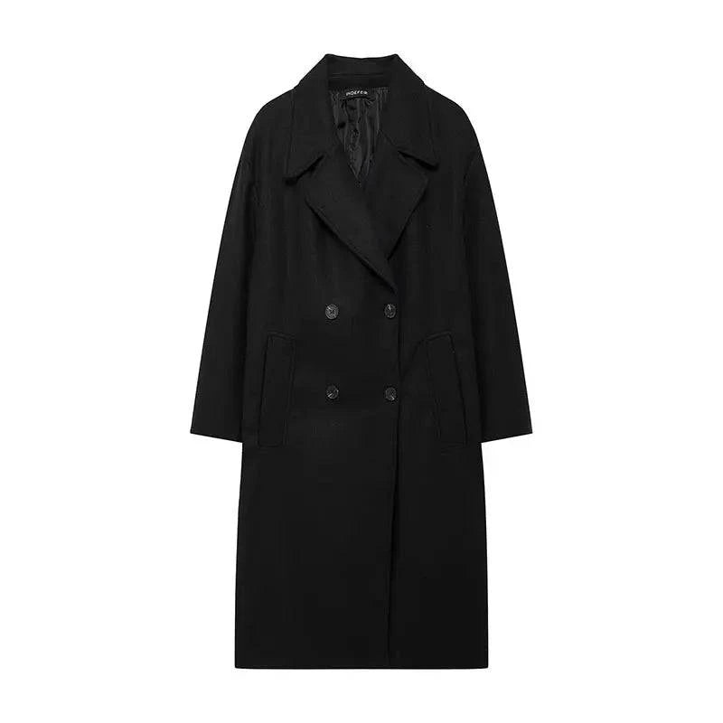 Sobretudo Feminino Longo Premium Feito em Lã Preto - Zellum