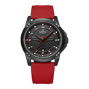 Relógio Naviforce casual com caixa preta, pulseira vermelha de silicone