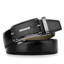 Cinto de couro preto masculino com fivela automática deslizante