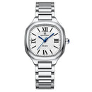 Relógio feminino Naviforce aço inoxidável com mostrador branco e números romanos