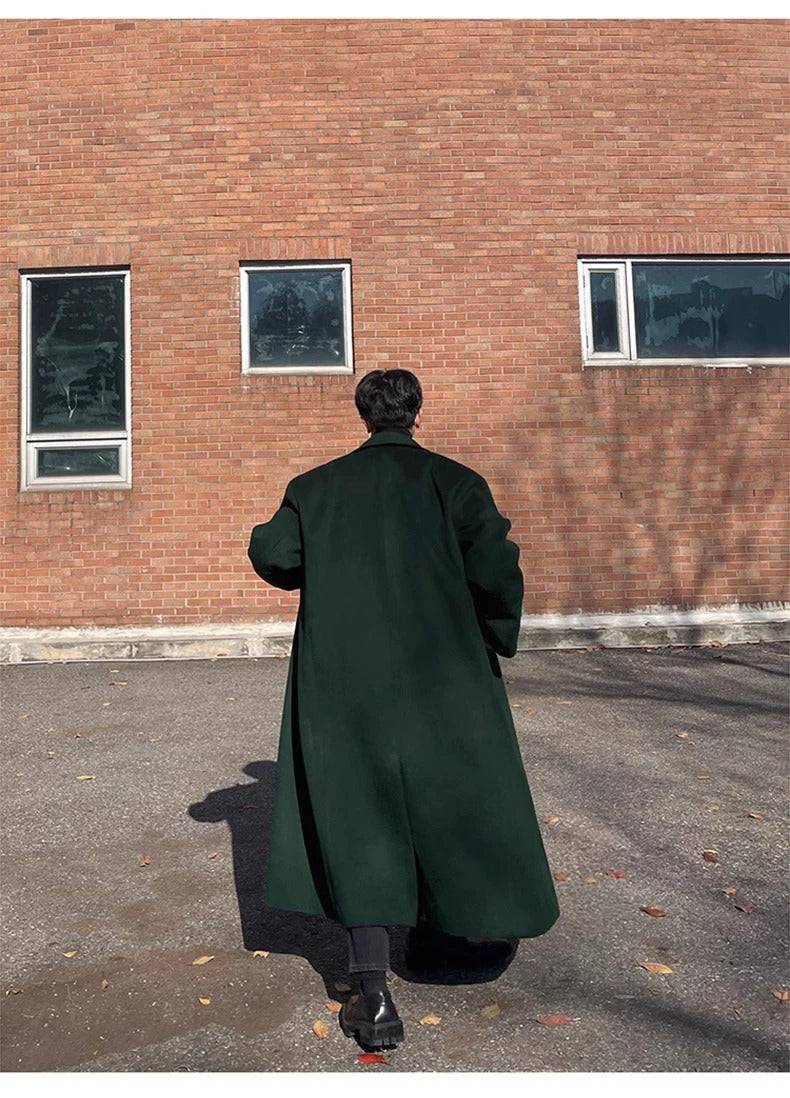 Sobretudo Masculino Longo Verde Sem Botão - Zellum