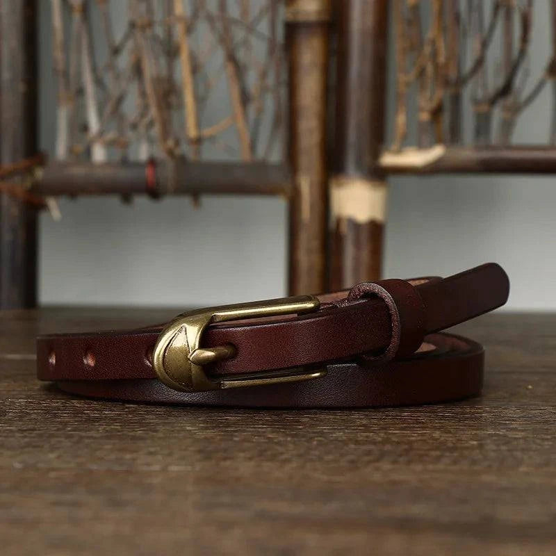 Cinto Feminino Vintage em Couro Genuíno - Zellum