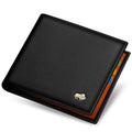 Carteira masculina luxuosa Bison Denim com proteção RFID marrom.