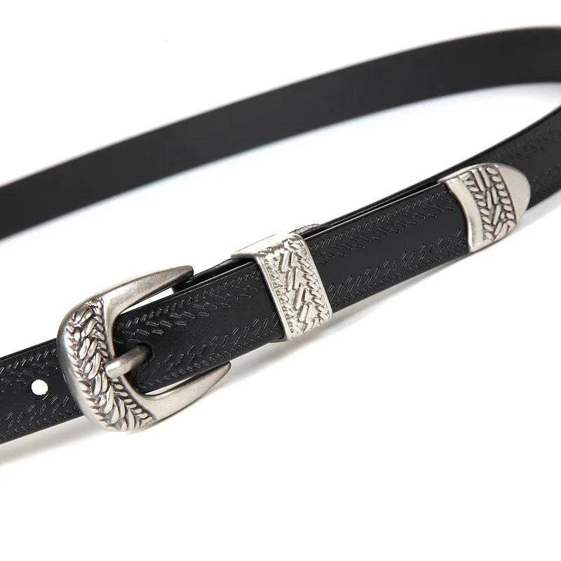 Cinto Feminino Feito em Couro Fino Estilo Western - Zellum