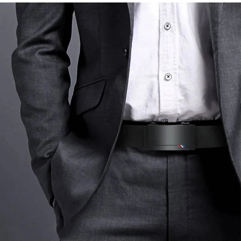 "Imagem de cinto masculino marrom de couro genuíno elegante"