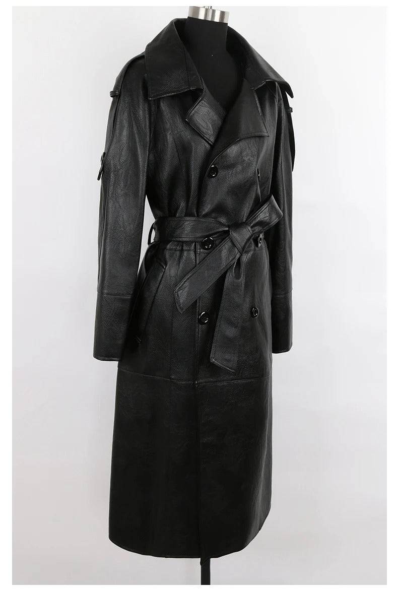 Sobretudo Masculino de Couro Longo Preto - Zellum