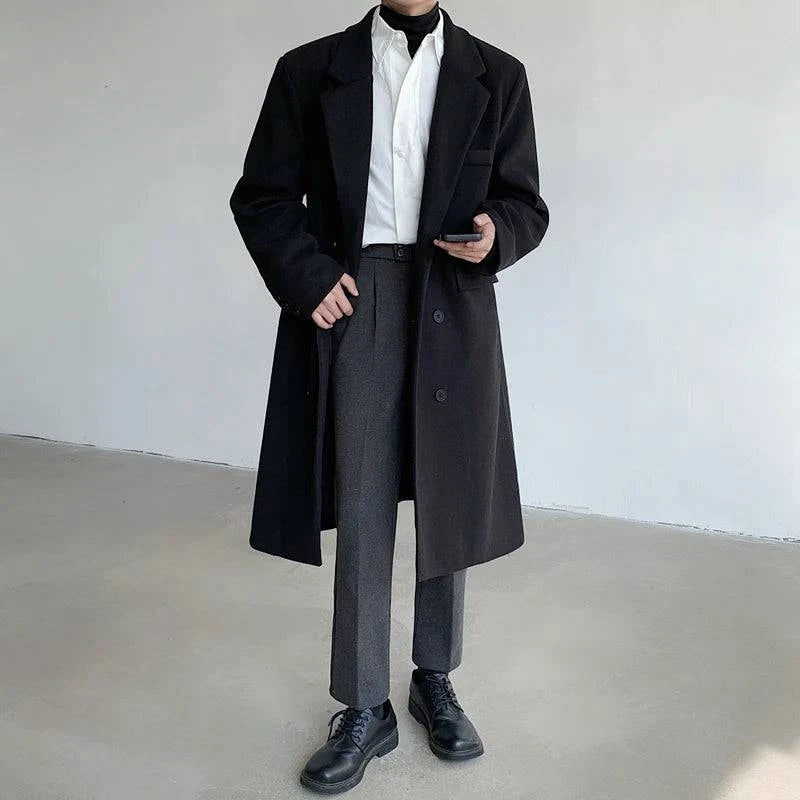 Sobretudo Masculino Longo Social de Lã Premium Preto - Zellum