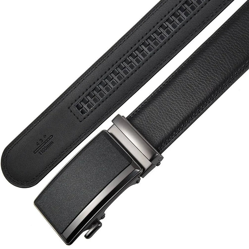 Cinto de couro genuíno masculino marrom escuro elegante.
