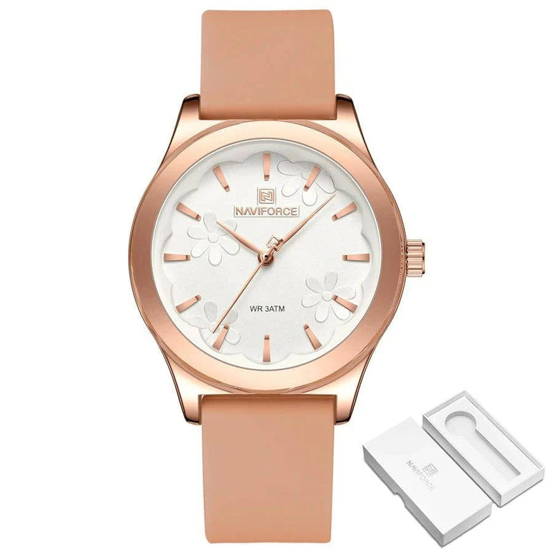 Relógio Feminino Naviforce Floral Rosé Branco - Zellum