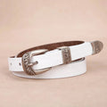 Cinto Feminino Feito em Couro Fino Estilo Western Branco - Zellum