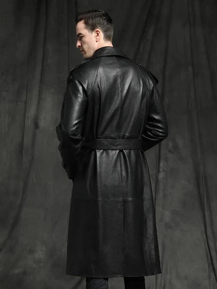 Sobretudo Masculino de Couro Longo Preto - Zellum