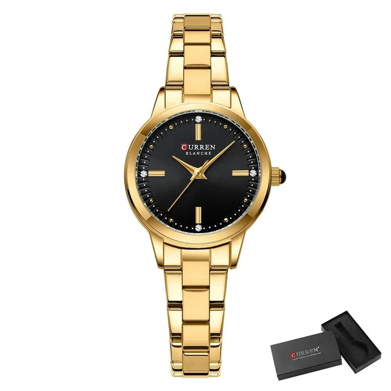 Relógio Feminino Luxo Bicolor Curren Blanche Dourado Preto - Zellum