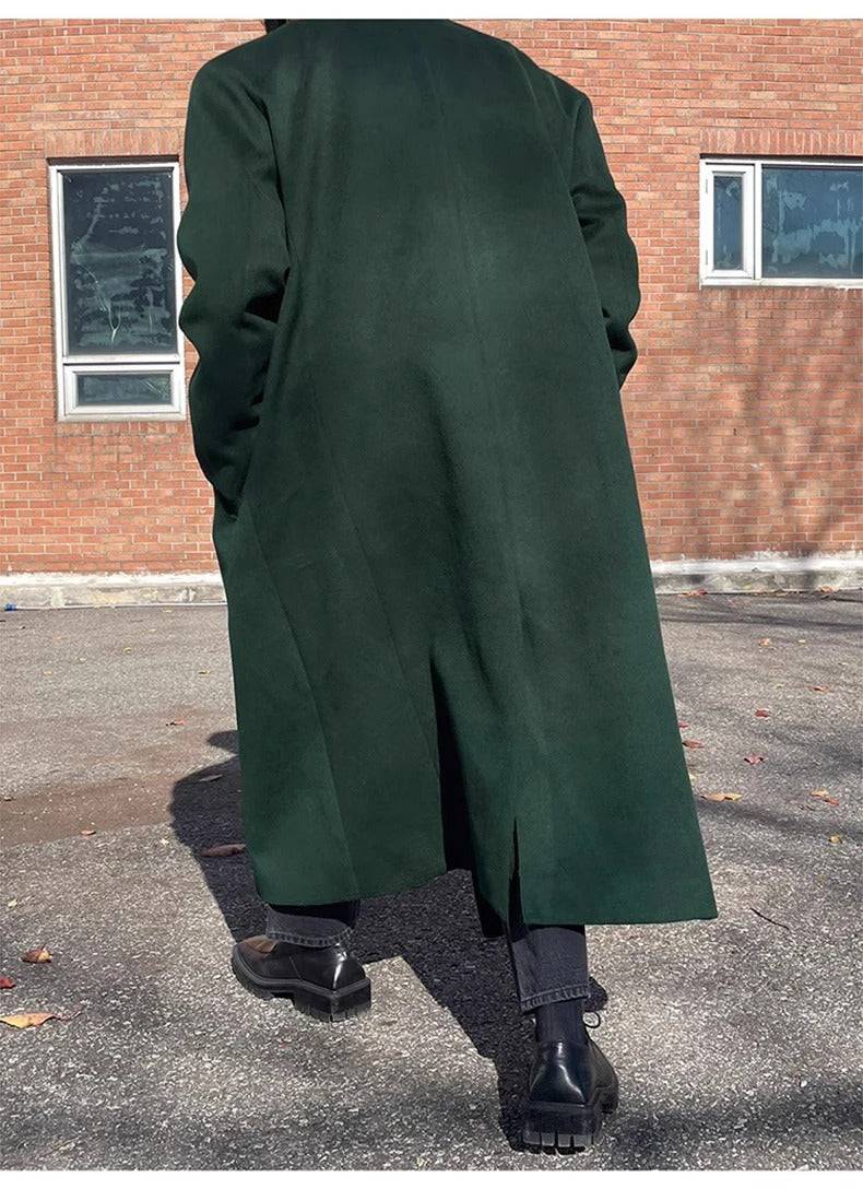 Sobretudo Masculino Longo Verde Sem Botão - Zellum