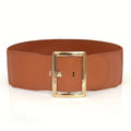 Cinto Feminino Largura Extra com Fivela Dourada Camel - Zellum