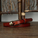 Cinto feminino de couro caramelo com fivela dourada vintage