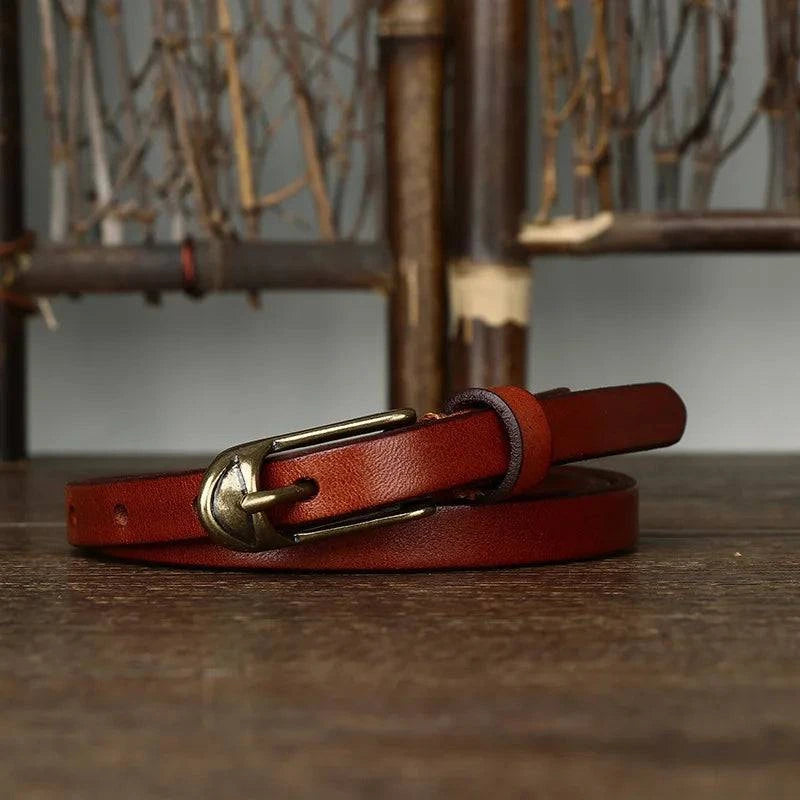 Cinto Feminino Vintage em Couro Genuíno - Zellum