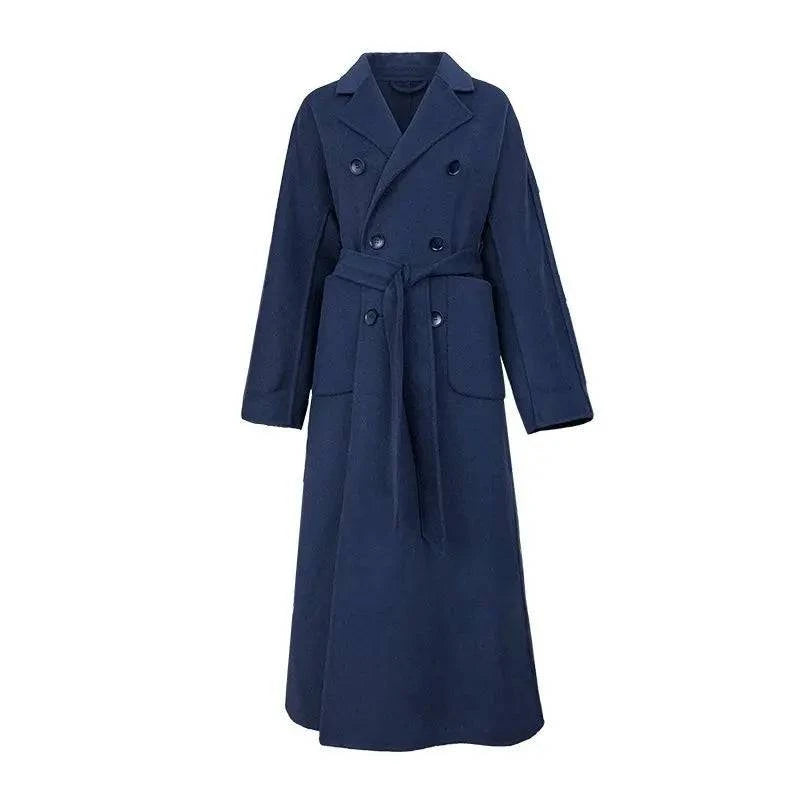 Sobretudo Feminino Longo Royal Azul Lã Algodão - Zellum