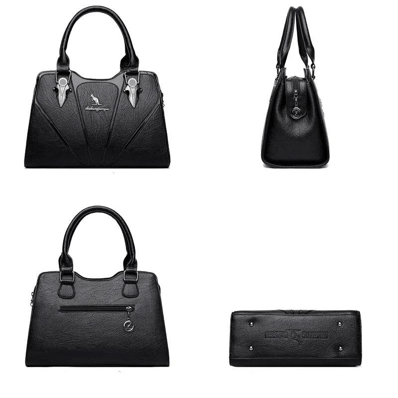 Alt text: Bolsa feminina de couro Monarque em tom marrom elegante.