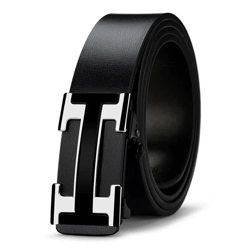Cinto de Couro Legítimo Masculino Automático Strap marrom escuro.