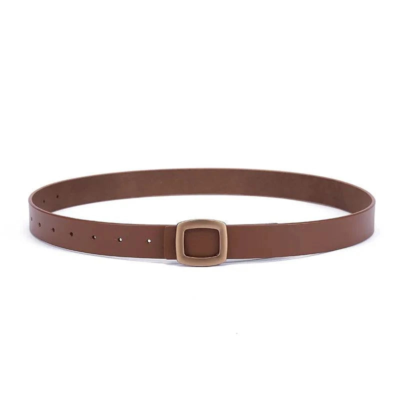 Cinto Feminino de Couro Genuíno Casual Caramelo - Zellum