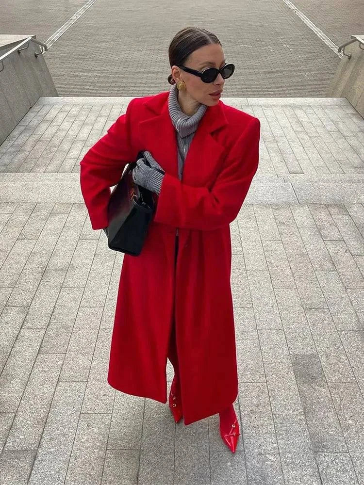 Sobretudo Feminino Longo Vermelho Imperial Vermelho - Zellum