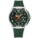 Relógio esportivo NaviForce com caixa de aço, pulseira verde e mostrador com cronógrafo
