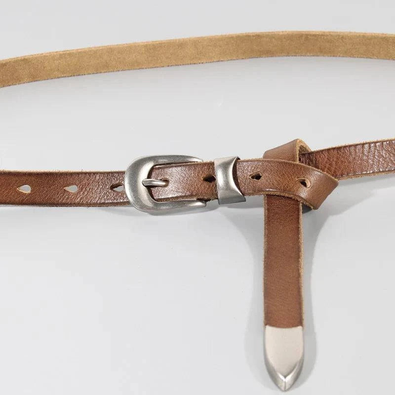 Cinto Feminino Estilizado em Couro Caqui - Zellum