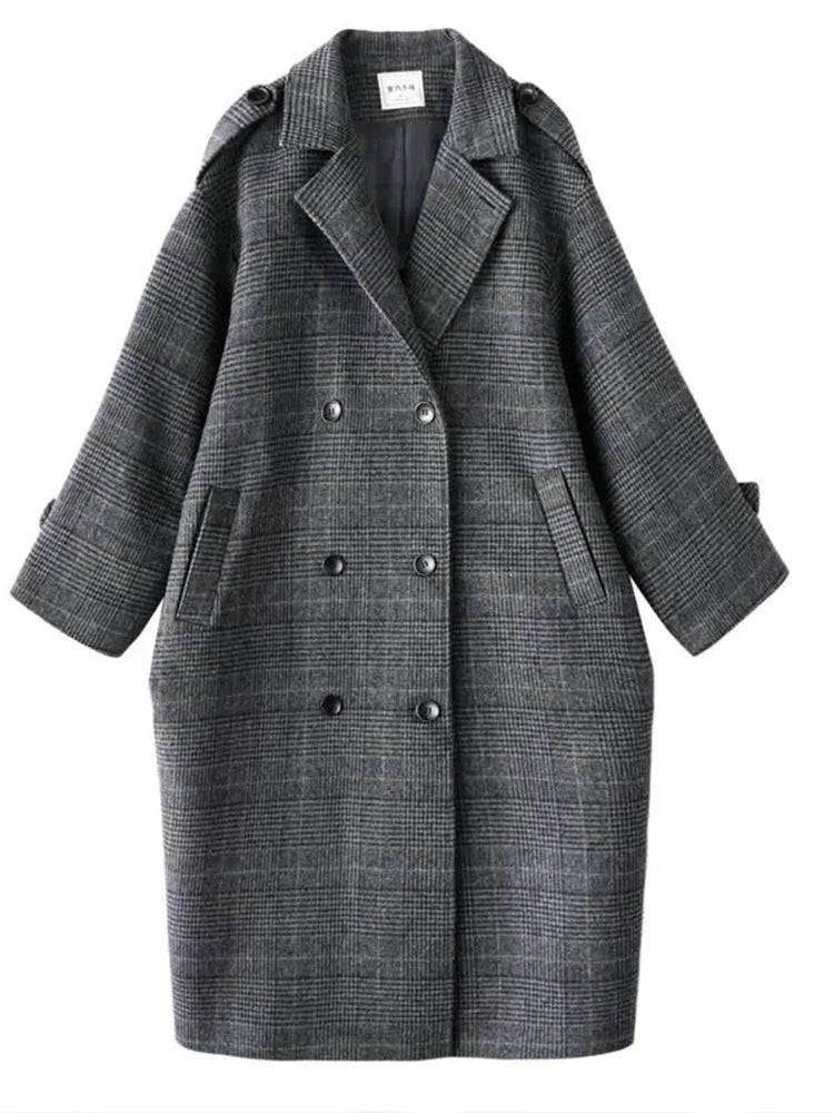 Sobretudo Feminino Longo Cinza Espaçado - Zellum