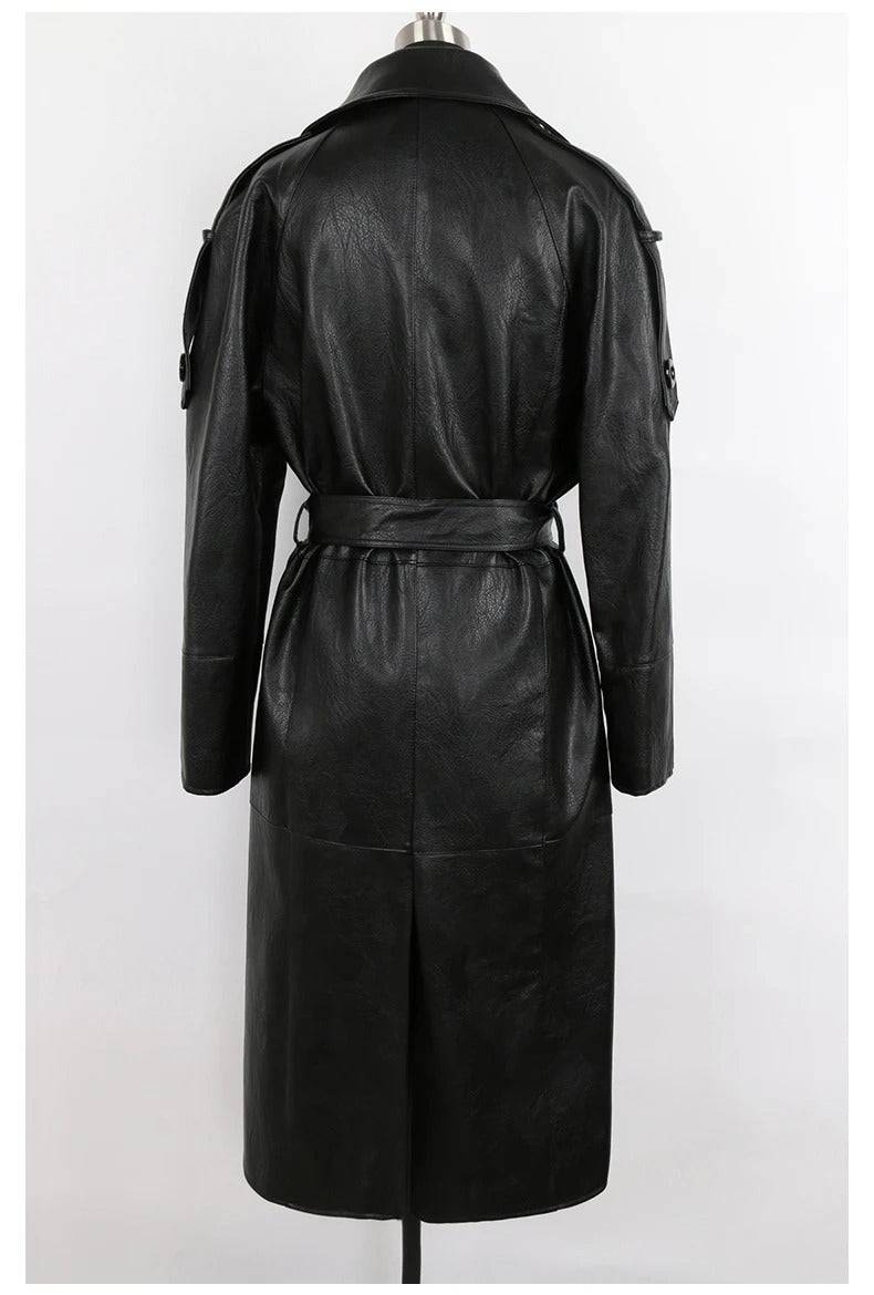 Sobretudo Masculino de Couro Longo Preto - Zellum