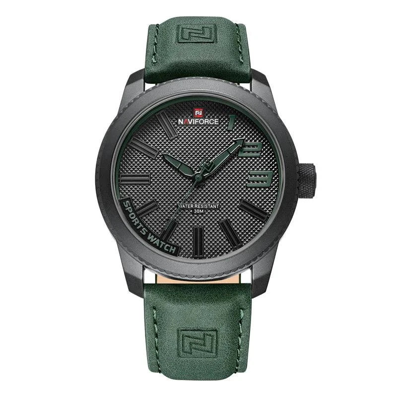 Relógio Masculino NaviForce Com Pulseira de Couro Verde Preto - Zellum