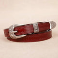 Cinto Feminino Feito em Couro Fino Estilo Western Vermelho - Zellum