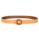 Cinto feminino de couro apricot com fivela quadrada