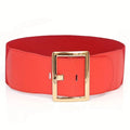 Cinto Feminino Largura Extra com Fivela Dourada Vermelho - Zellum