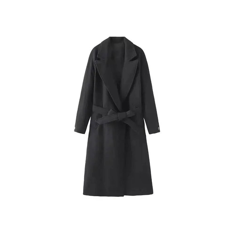 Sobretudo Feminino Longo com Cinto Preto - Zellum
