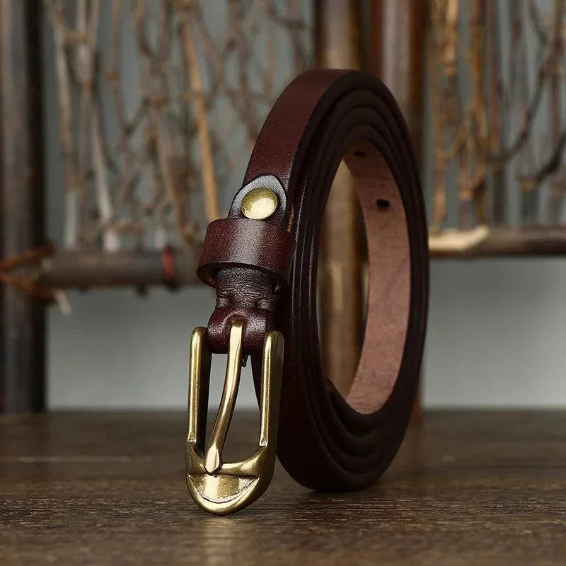 Cinto Feminino Vintage em Couro Genuíno - Zellum
