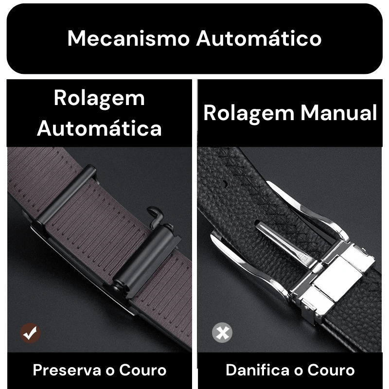"Cinto de couro genuíno masculino London marrom escuro elegante"