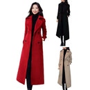 Sobretudo feminino longo em lã disponível em vermelho, preto e bege