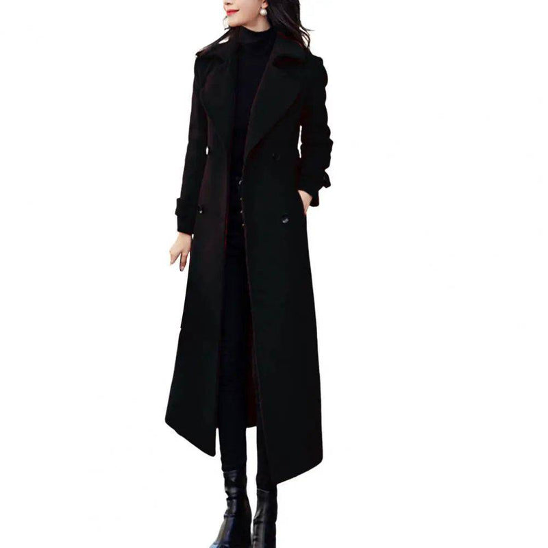 Sobretudo Feminino Longo Feito em Lã Preto - Zellum